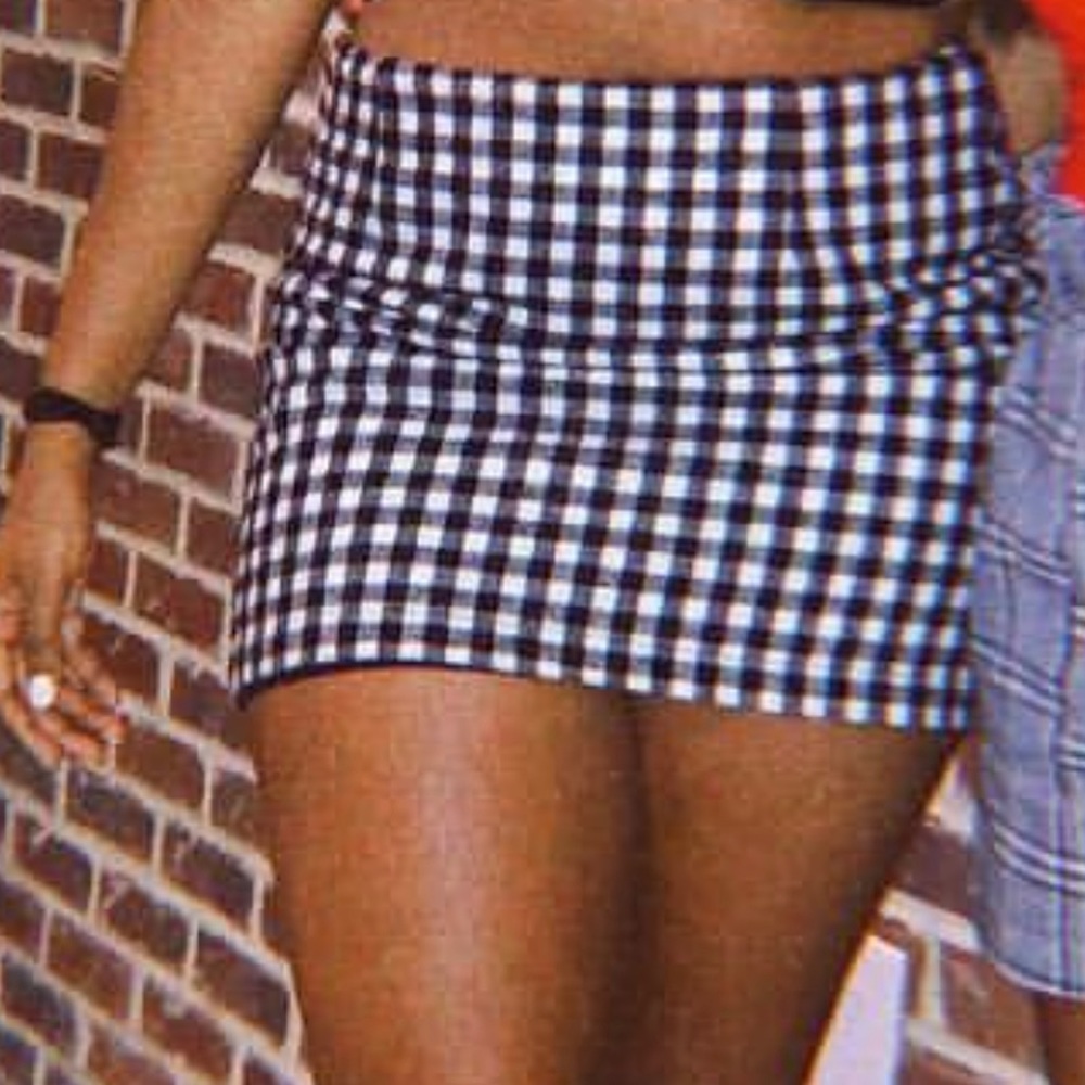 gingham mini skirt